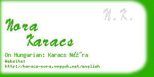 nora karacs business card